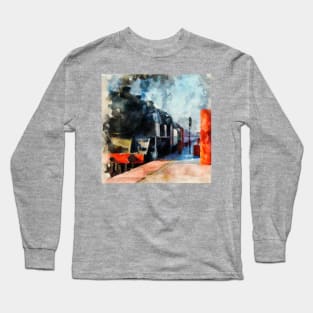 Steam Locomotive Pulling Into Station Long Sleeve T-Shirt